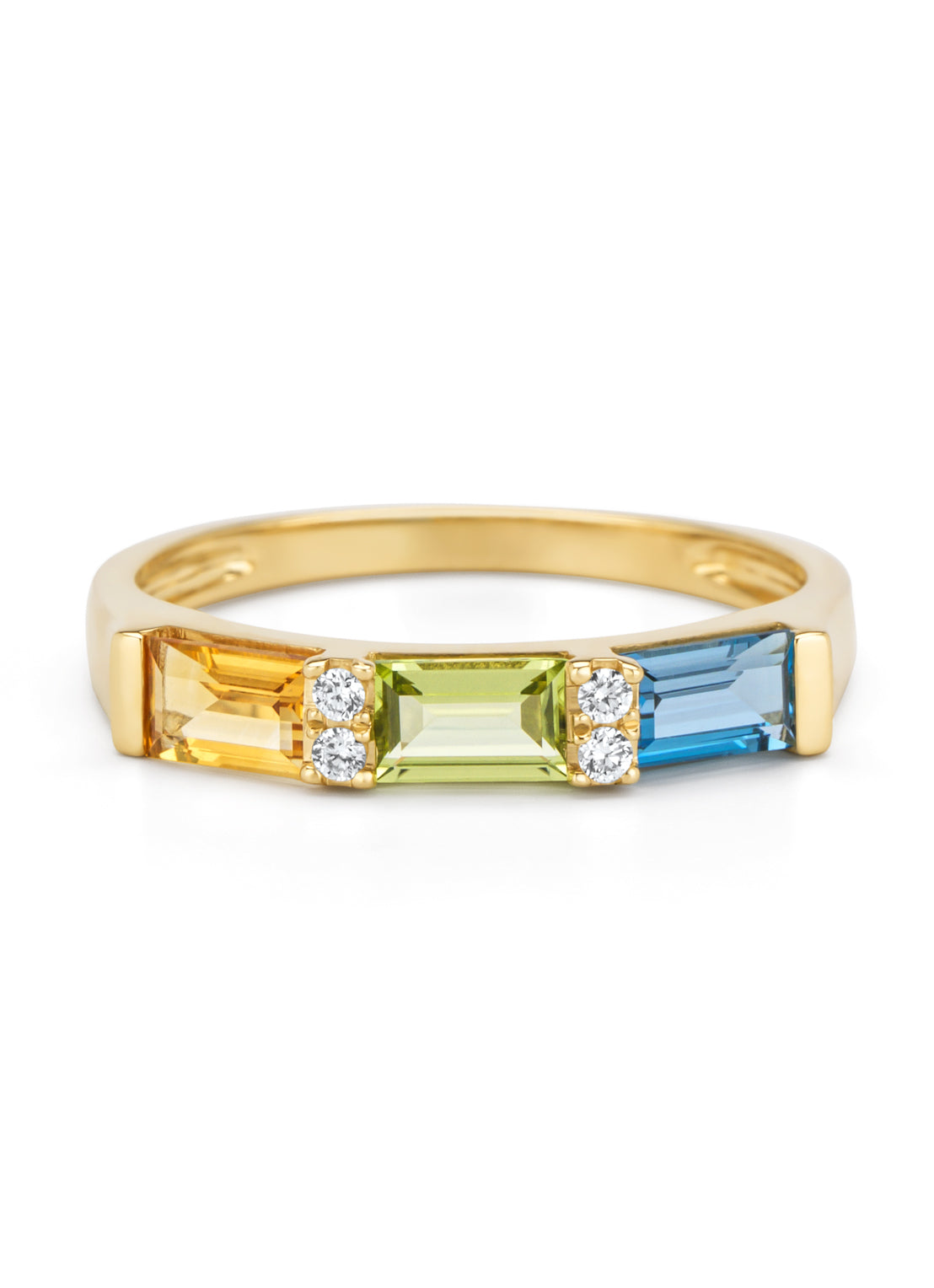 Yellow gold ring, 0.32 ct peridot, Little Drops