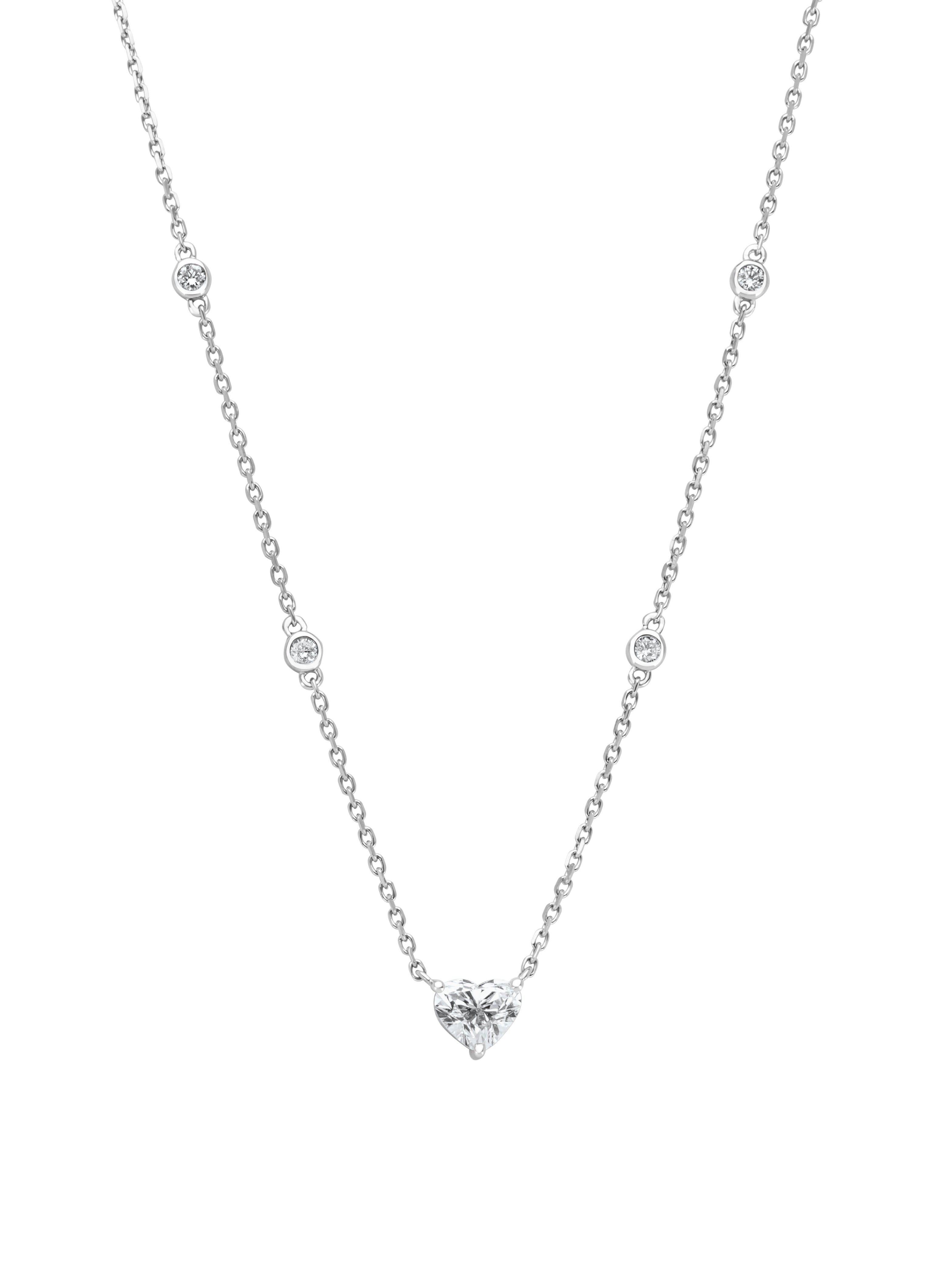 Witgouden collier, 0.50 ct diamant, Solitair