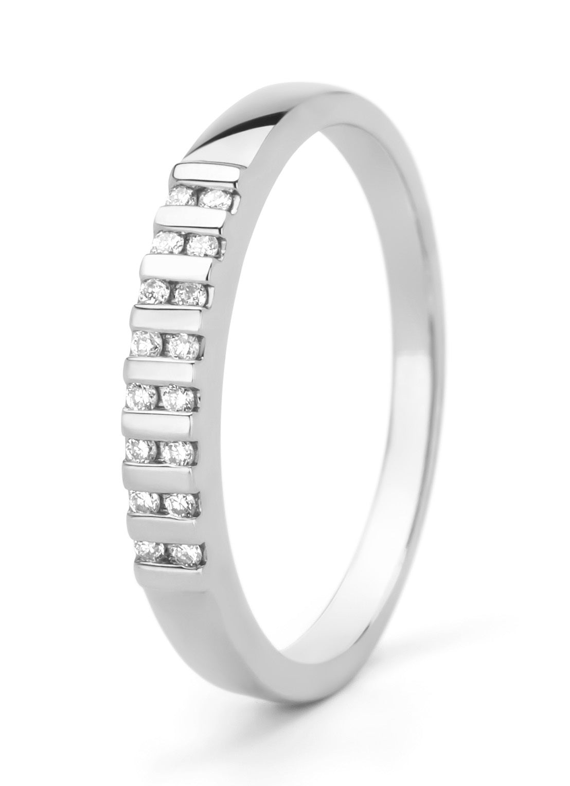 Witgouden ring, 0.09 ct diamant, Ensemble