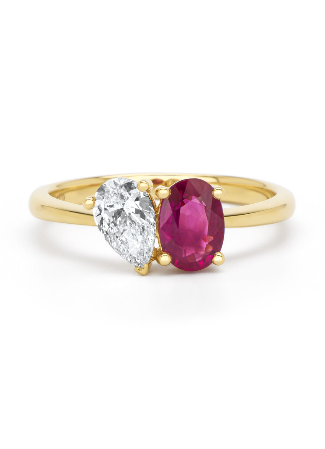 Geelgouden ring, 0.92 ct robijn, Gallery