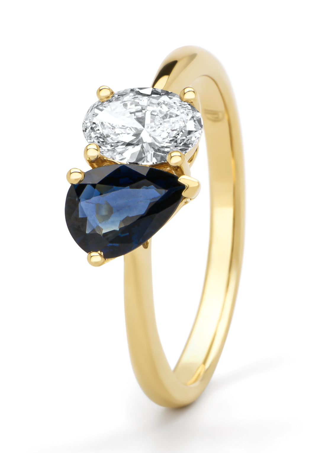 Geelgouden ring, 0.65 ct blauwe saffier, Gallery