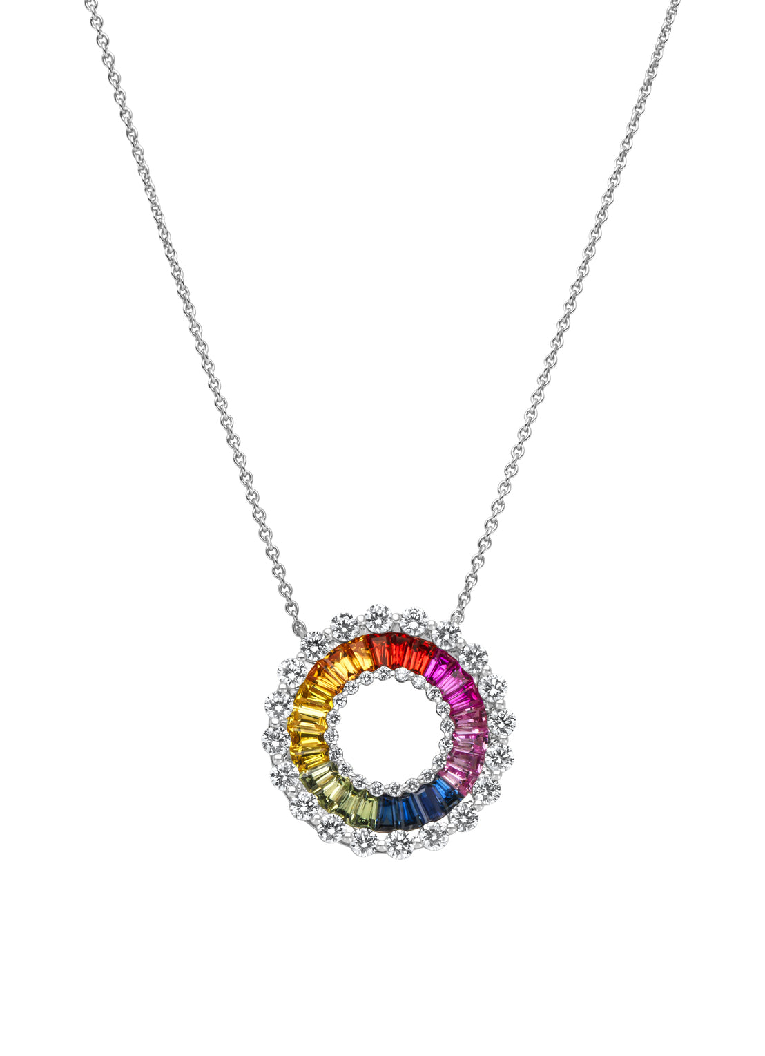 Witgouden collier, 1.50 ct saffier, Symbols