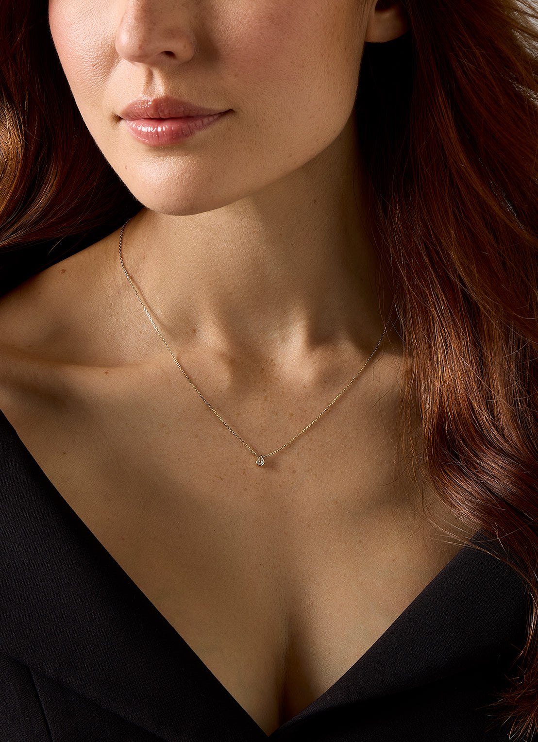 Geelgouden collier, 0.13 ct diamant, Starlight