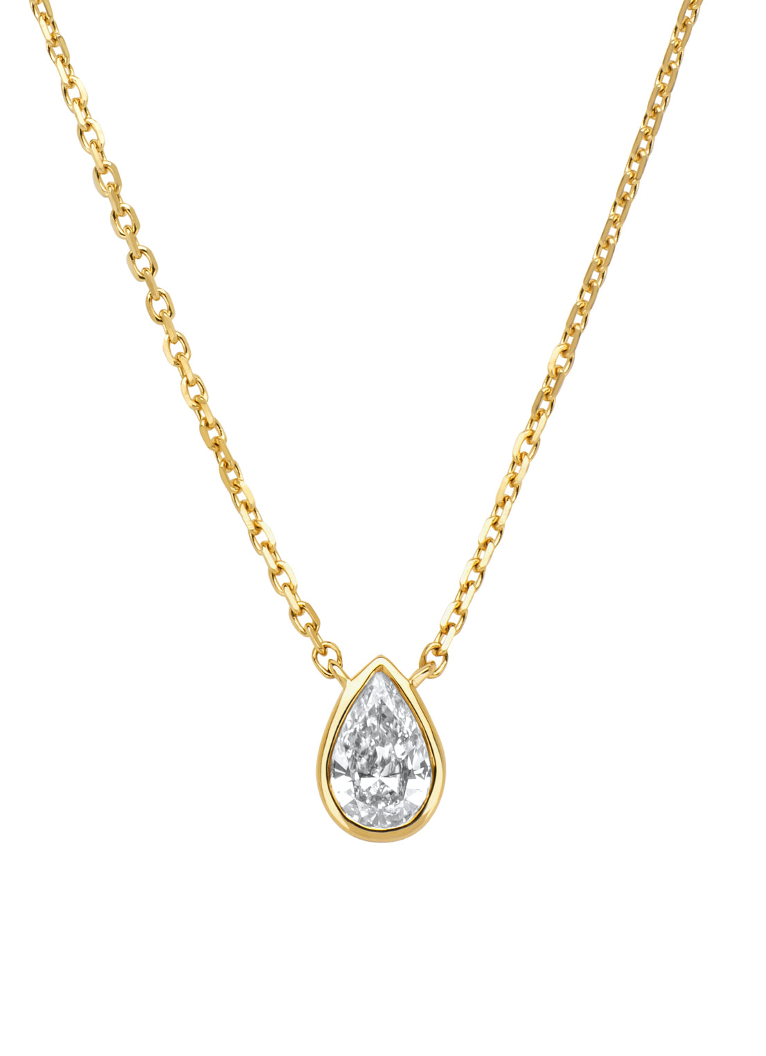 Geelgouden collier, 0.38 ct diamant, Starlight