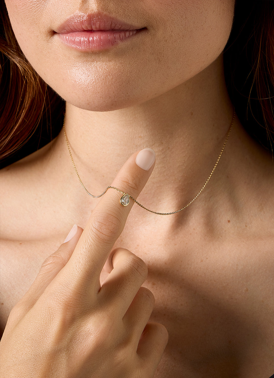 Geelgouden collier, 0.38 ct diamant, Starlight