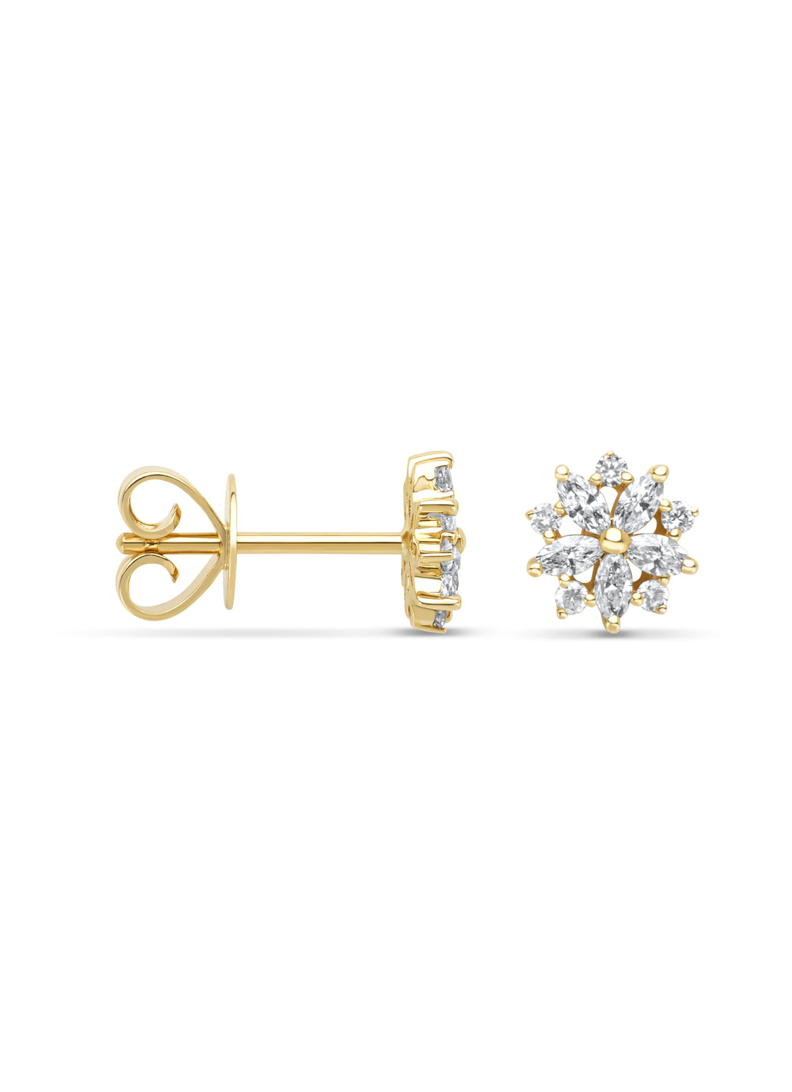 Yellow gold earrings, 0.43 ct diamond, Petite Romance