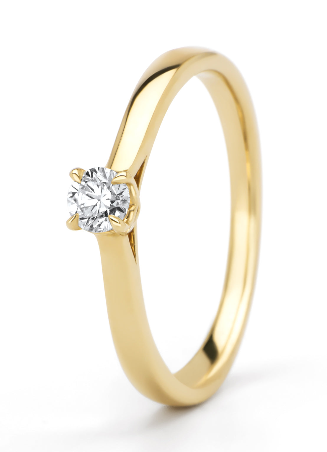 Geelgouden ring, 0.18 ct diamant, Solitair