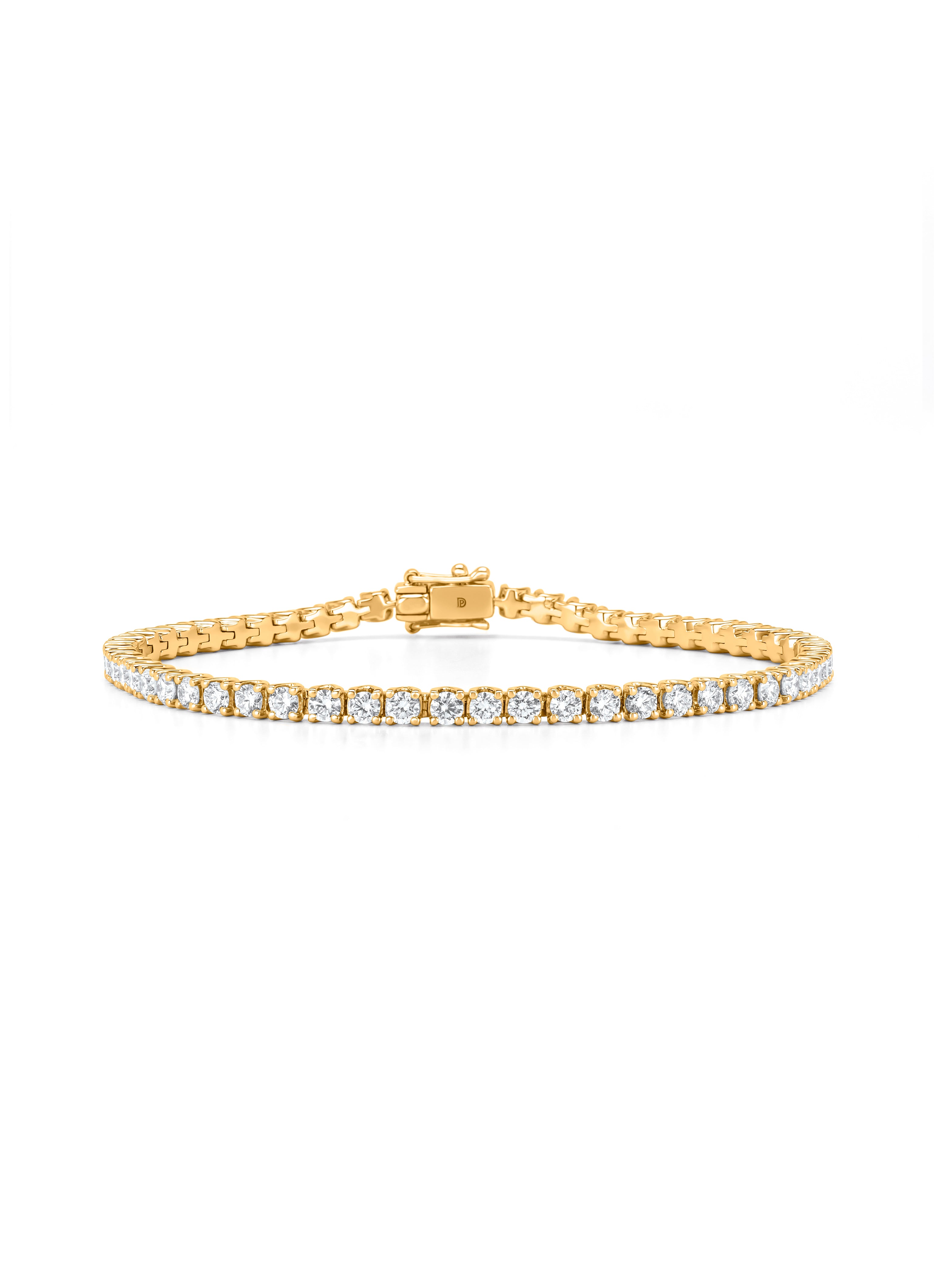 Geelgouden armband, 4.00 ct diamant, Tennis bracelet