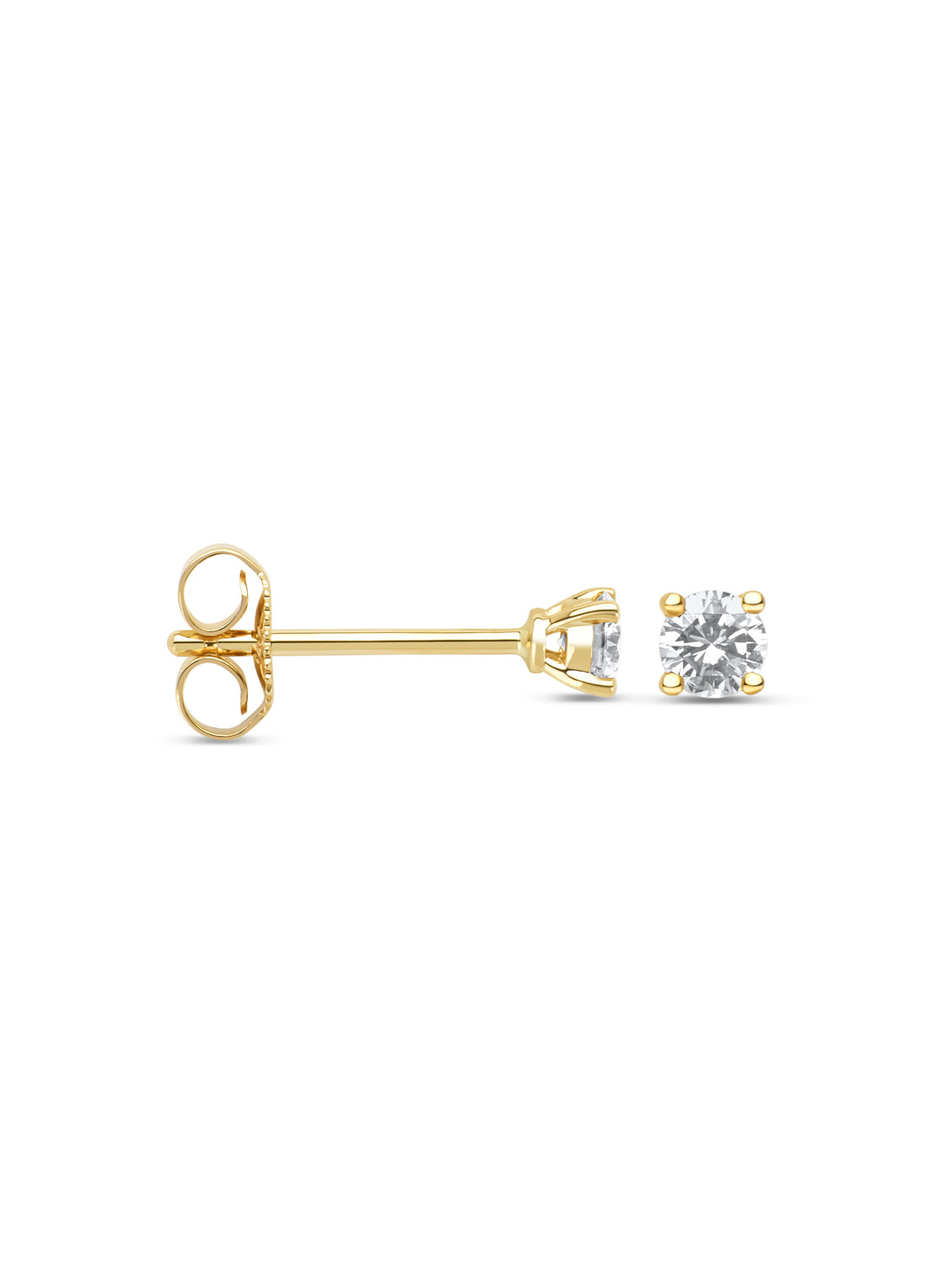 Geelgouden oorsieraden, 0.28 ct diamant, Solitair