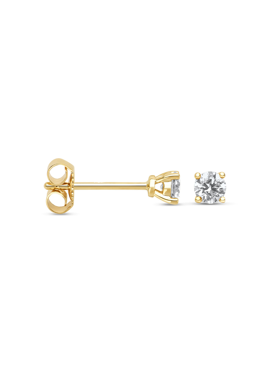 Geelgouden oorsieraden, 0.38 ct diamant, Solitair