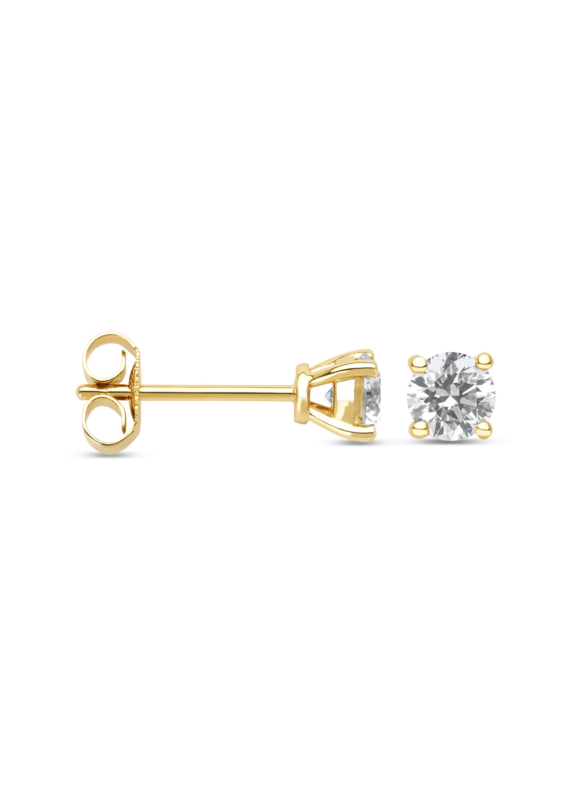 Geelgouden oorsieraden, 0.81 ct diamant, Solitair