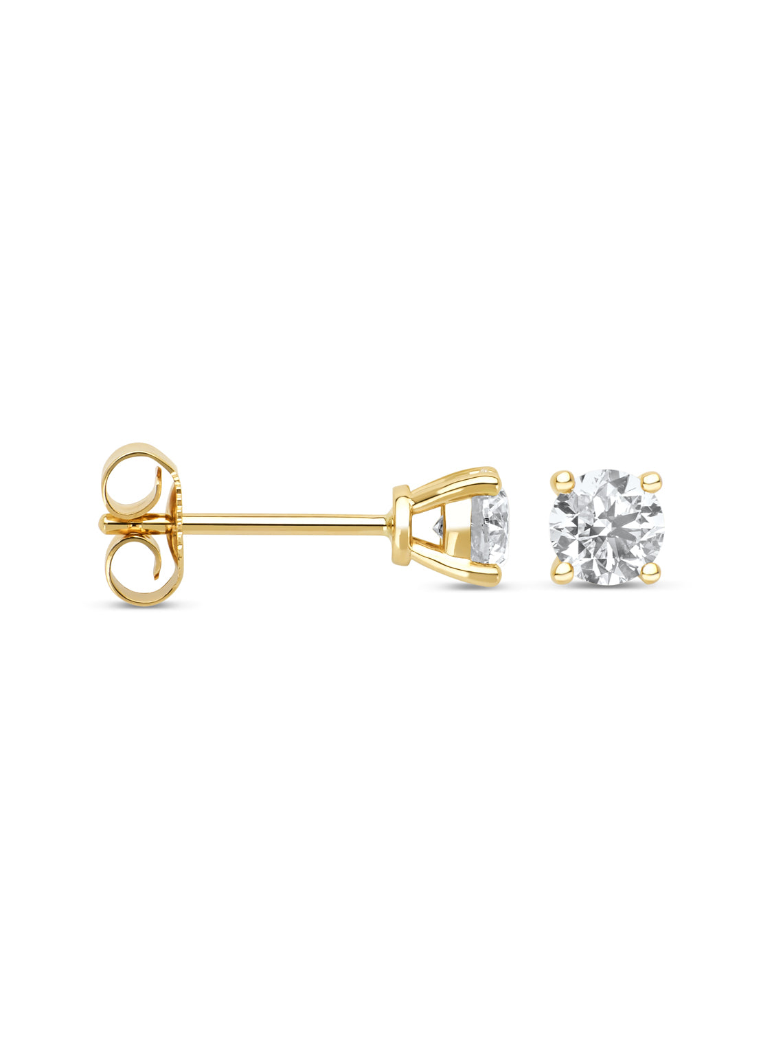 Geelgouden oorsieraden, 0.85 ct diamant, Solitair