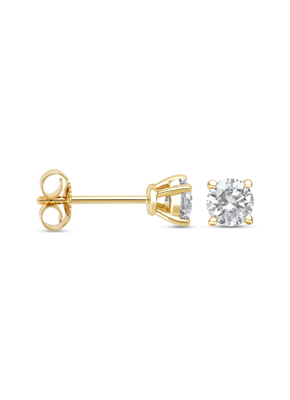 Geelgouden oorsieraden, 0.83 ct diamant, Solitair