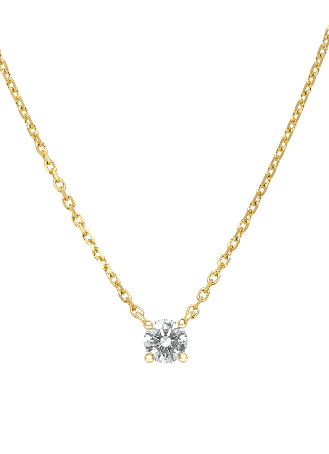 Geelgouden collier, 0.24 ct diamant, Solitair