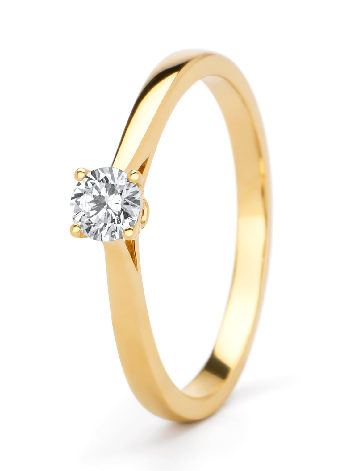 Geelgouden ring, 0.26 ct diamant, Solitair