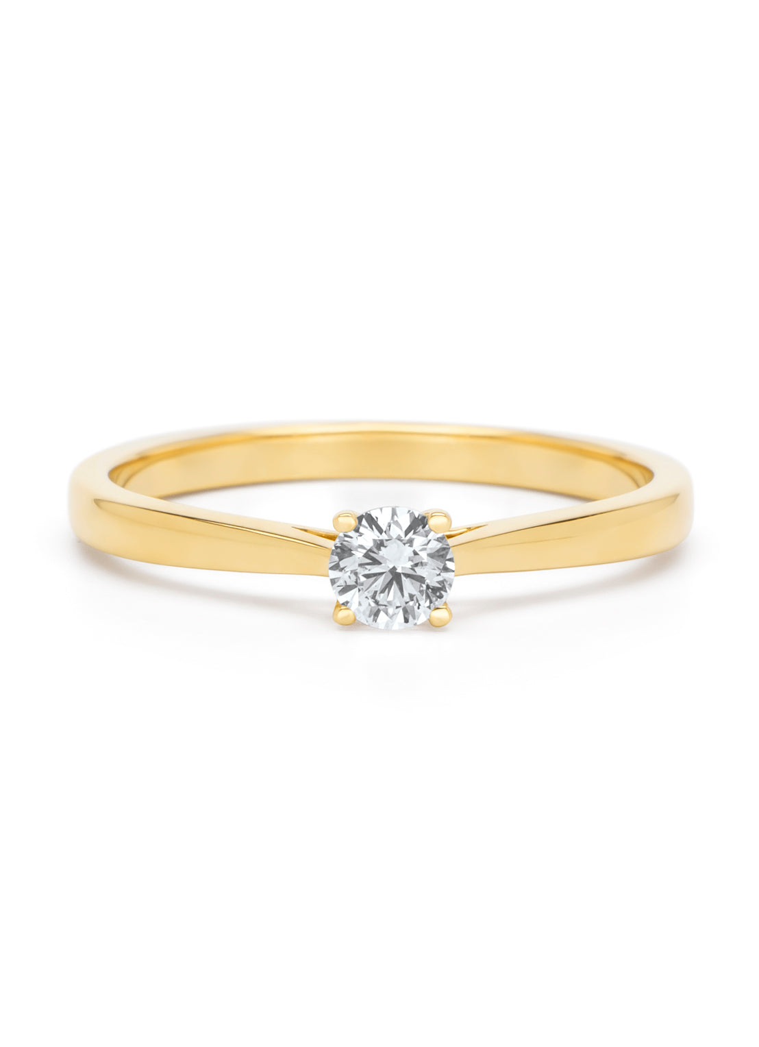 Geelgouden ring, 0.26 ct diamant, Solitair