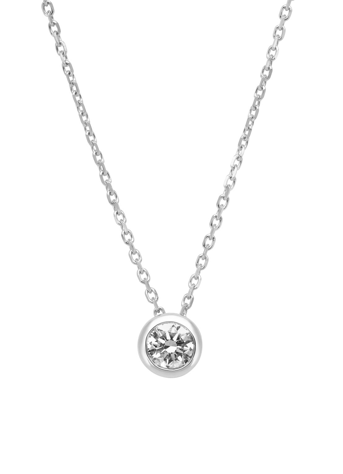 Witgouden collier, 0.32 ct diamant, Solitair