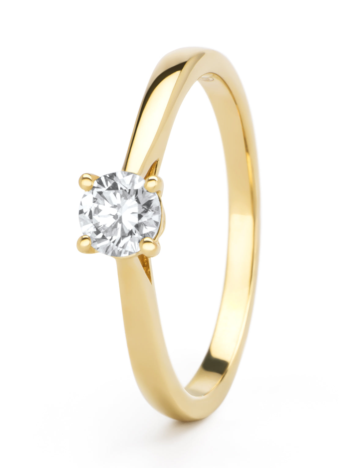 Yellow gold ring, 0.35 ct diamond, Solitaire