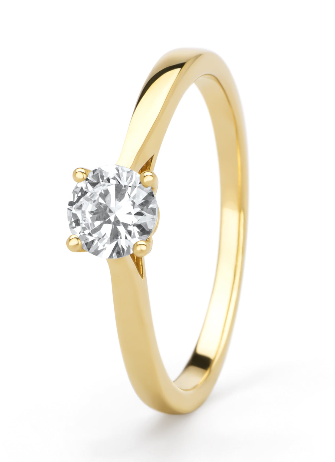 Yellow gold ring, 0.41 ct diamond, Solitaire