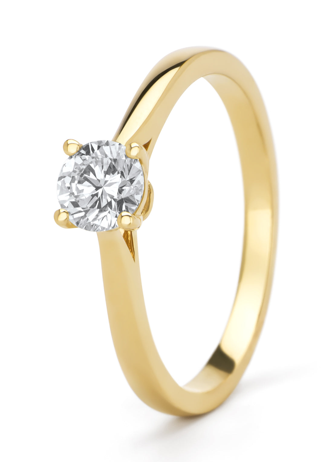 Yellow gold ring, 0.47 ct diamond, Solitaire
