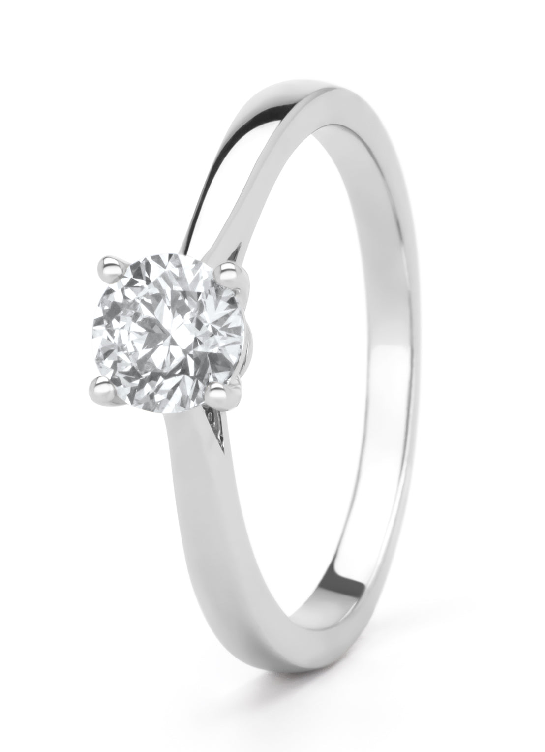 Witgouden ring, 0.67 ct diamant, Solitair