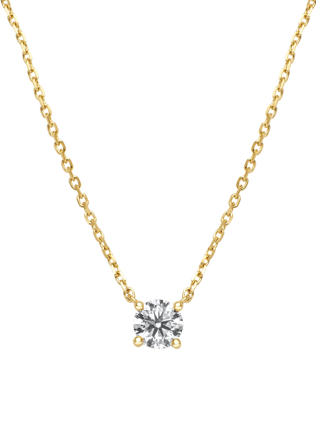 Yellow gold necklace, 0.41 ct diamond, Solitaire