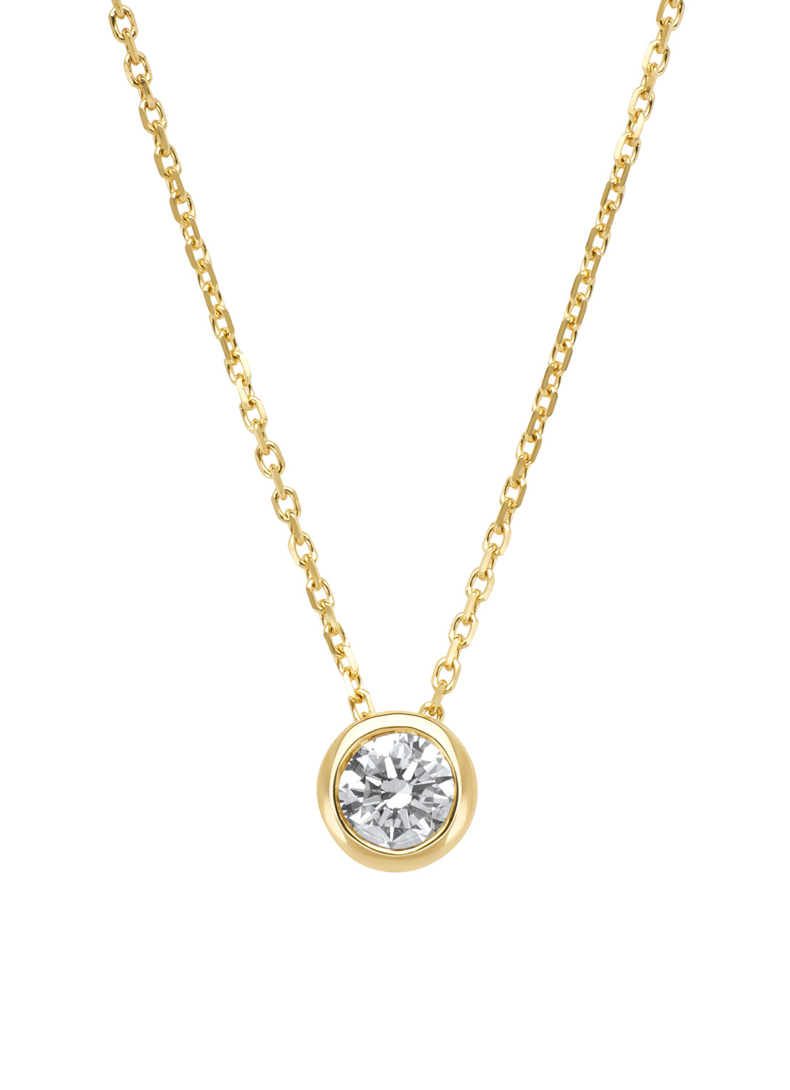 Geelgouden collier, 0.41 ct diamant, Solitair