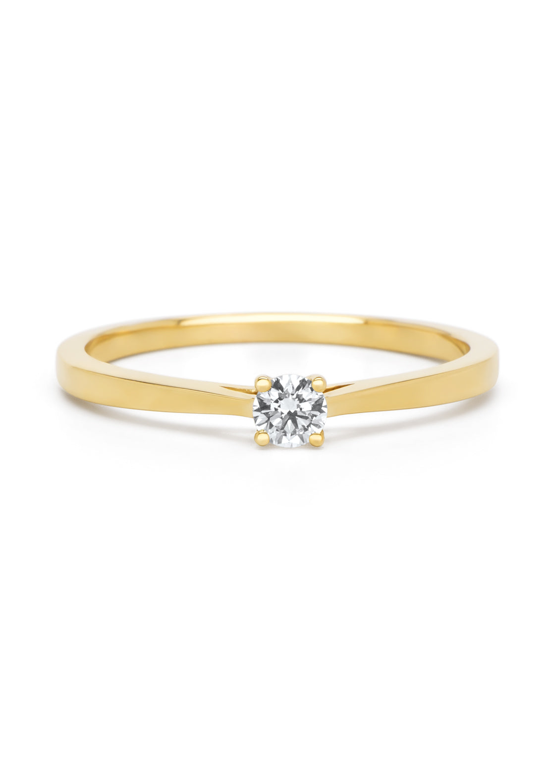 Geelgouden ring, 0.13 ct diamant, Solitair