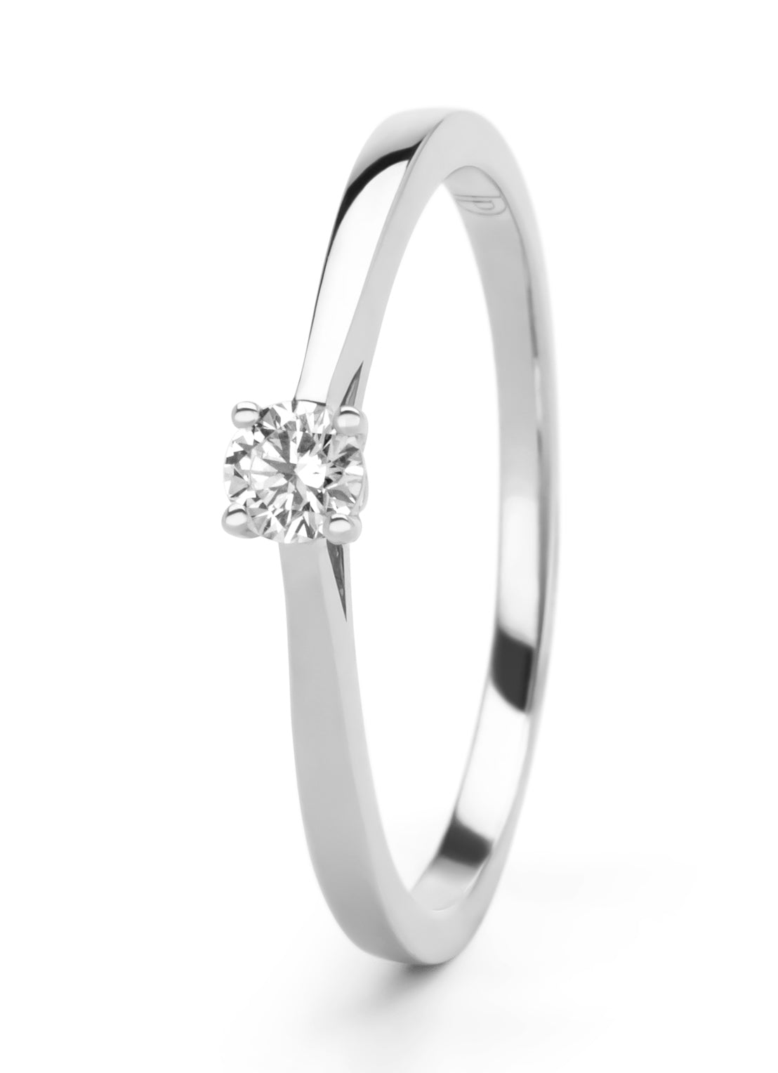 Witgouden ring, 0.13 ct diamant, Solitair