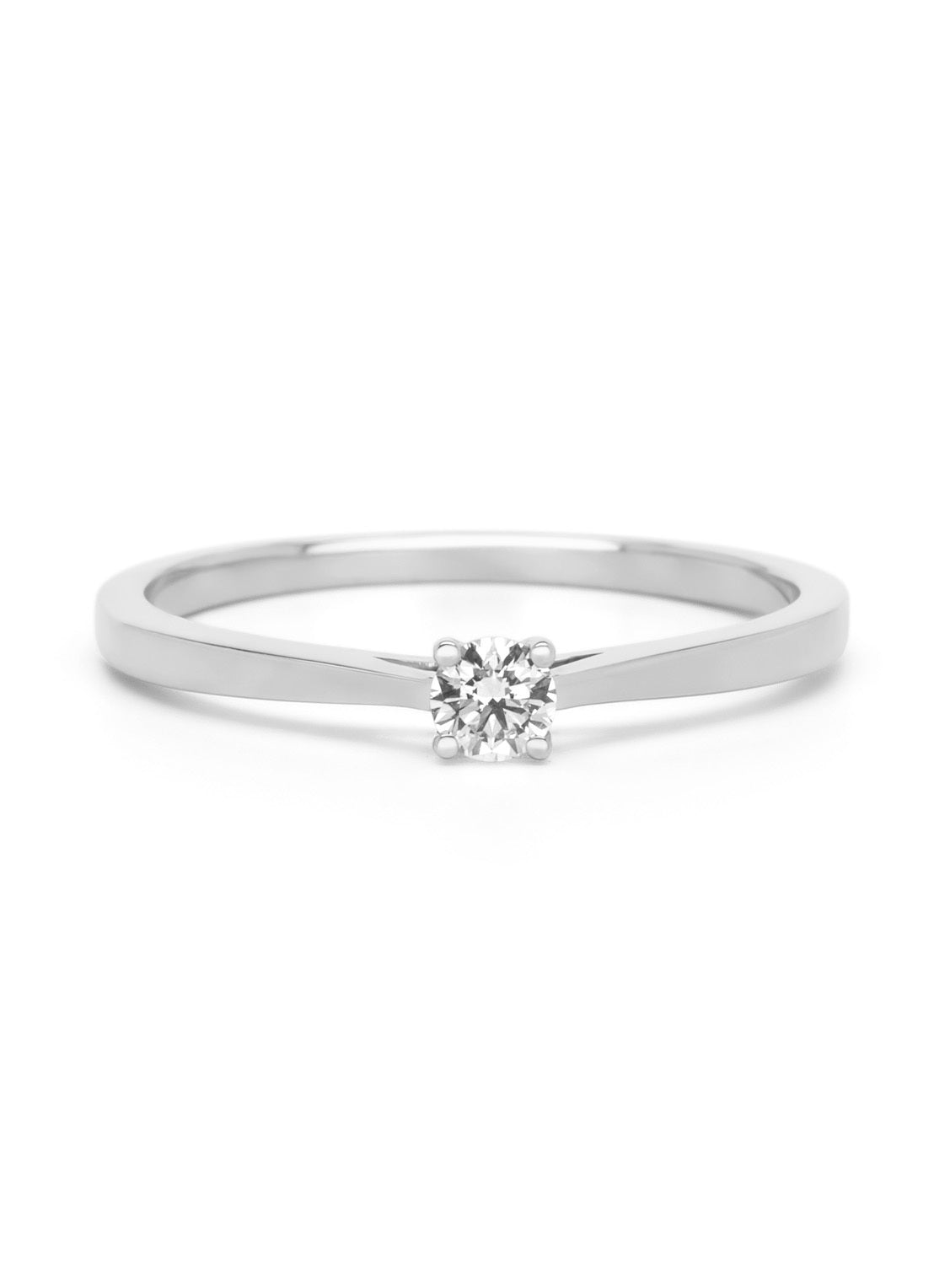 Witgouden ring, 0.13 ct diamant, Solitair