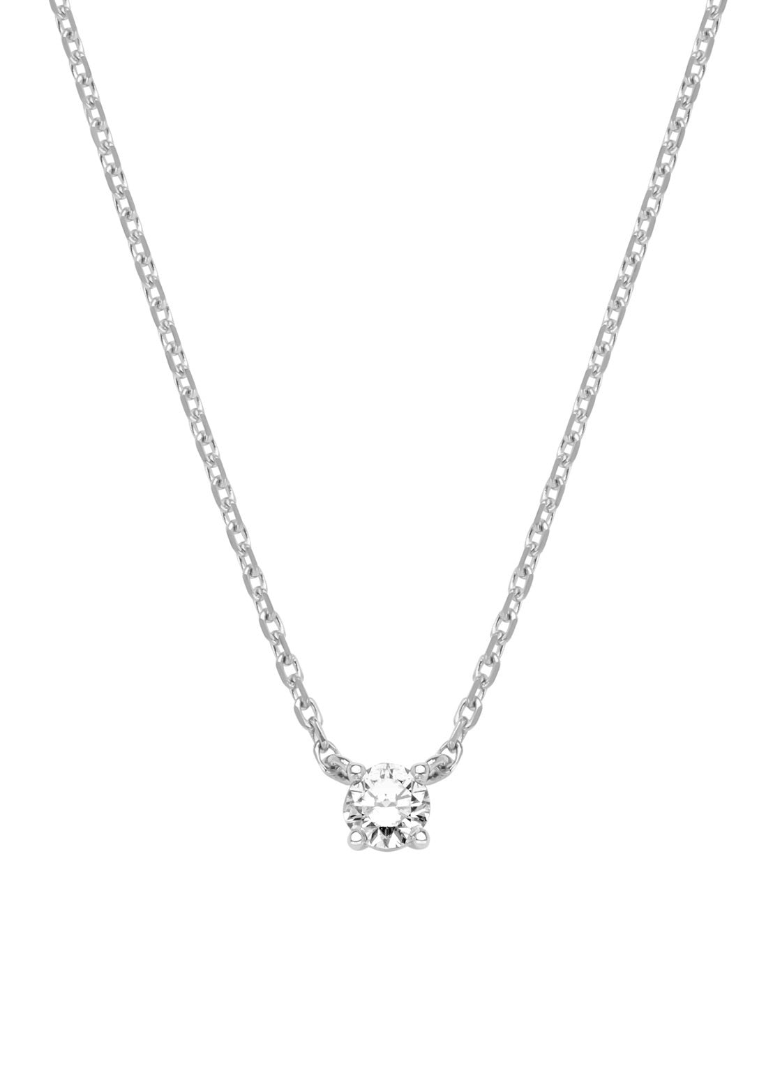 Witgouden collier, 0.18 ct diamant, Solitair
