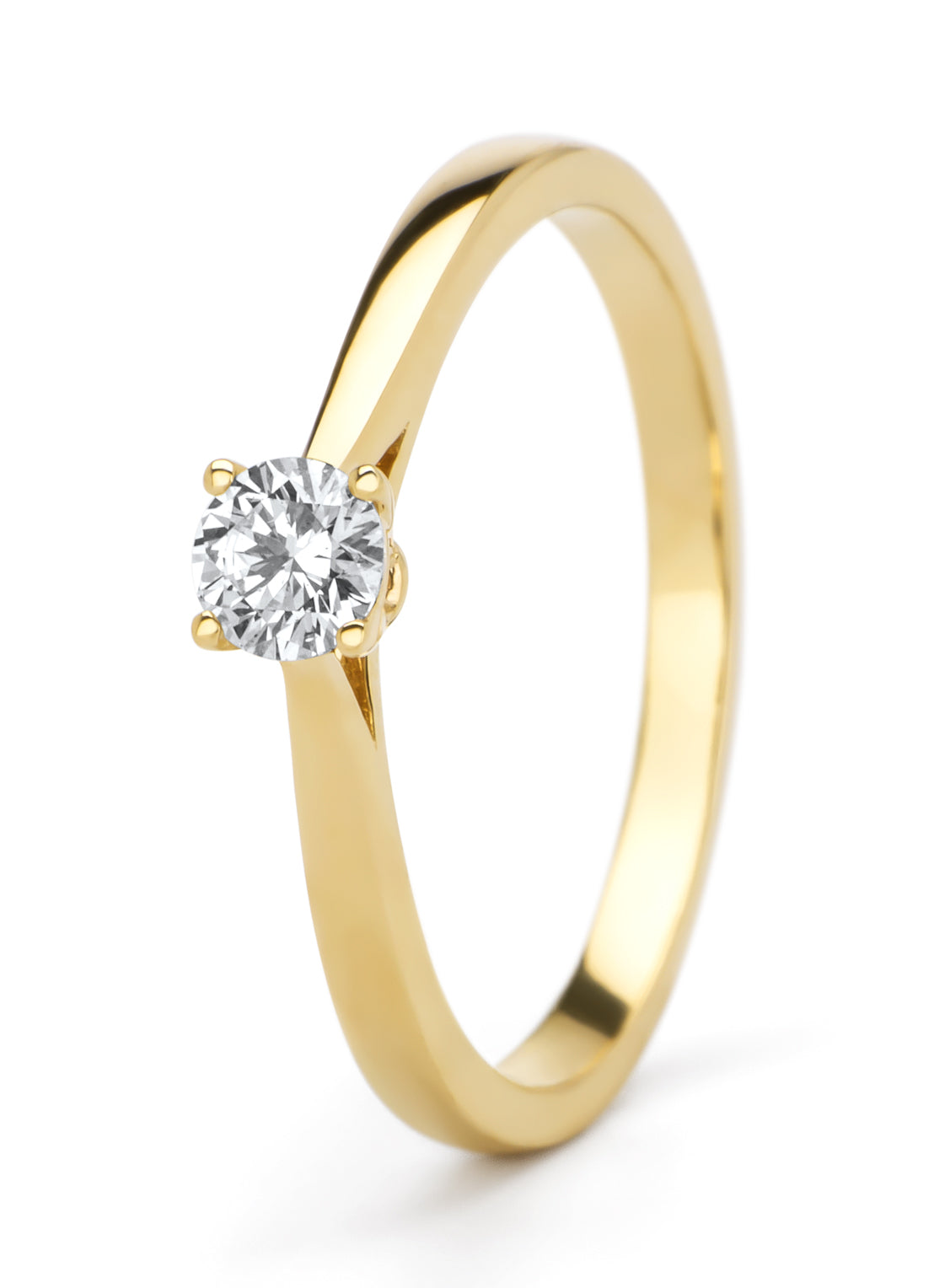 Geelgouden ring, 0.23 ct diamant, Solitair