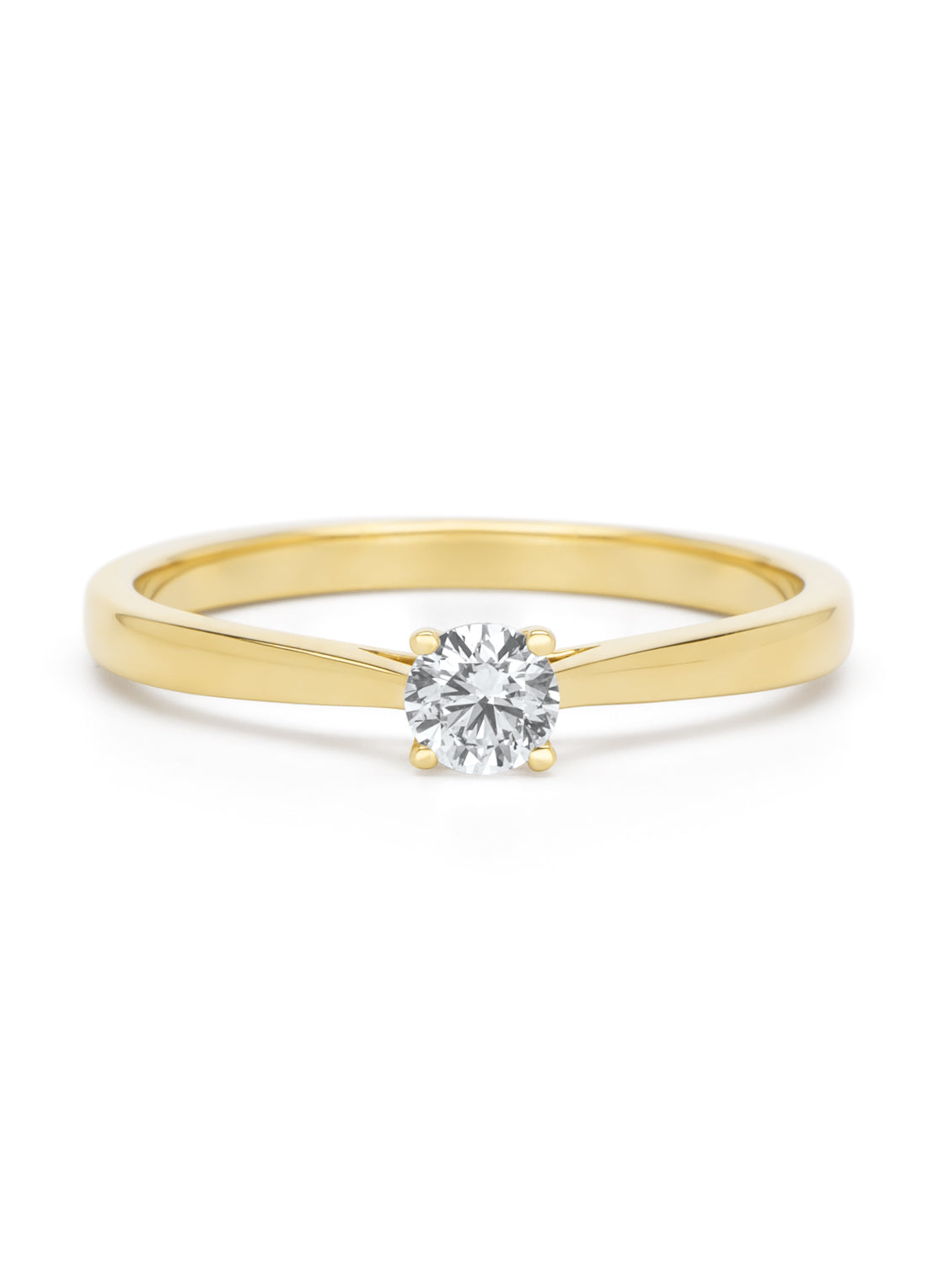 Geelgouden ring, 0.23 ct diamant, Solitair