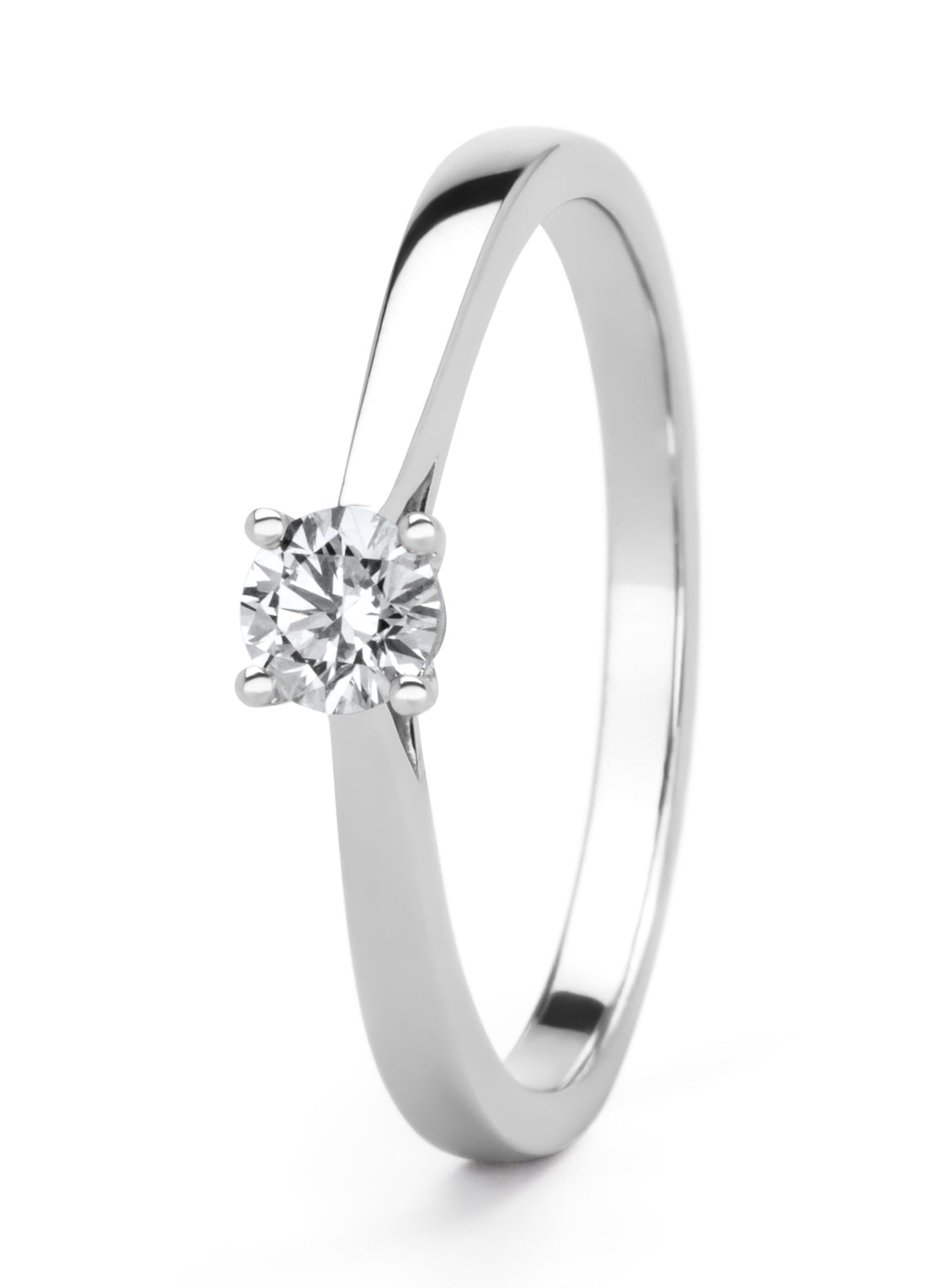 Witgouden ring, 0.23 ct diamant, Solitair