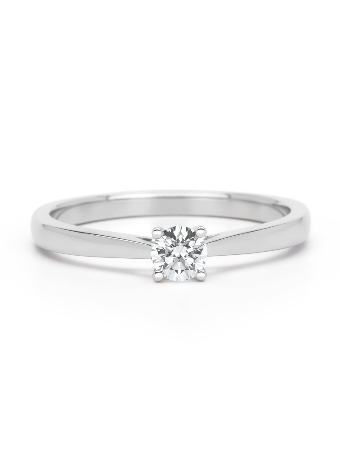 Witgouden ring, 0.23 ct diamant, Solitair