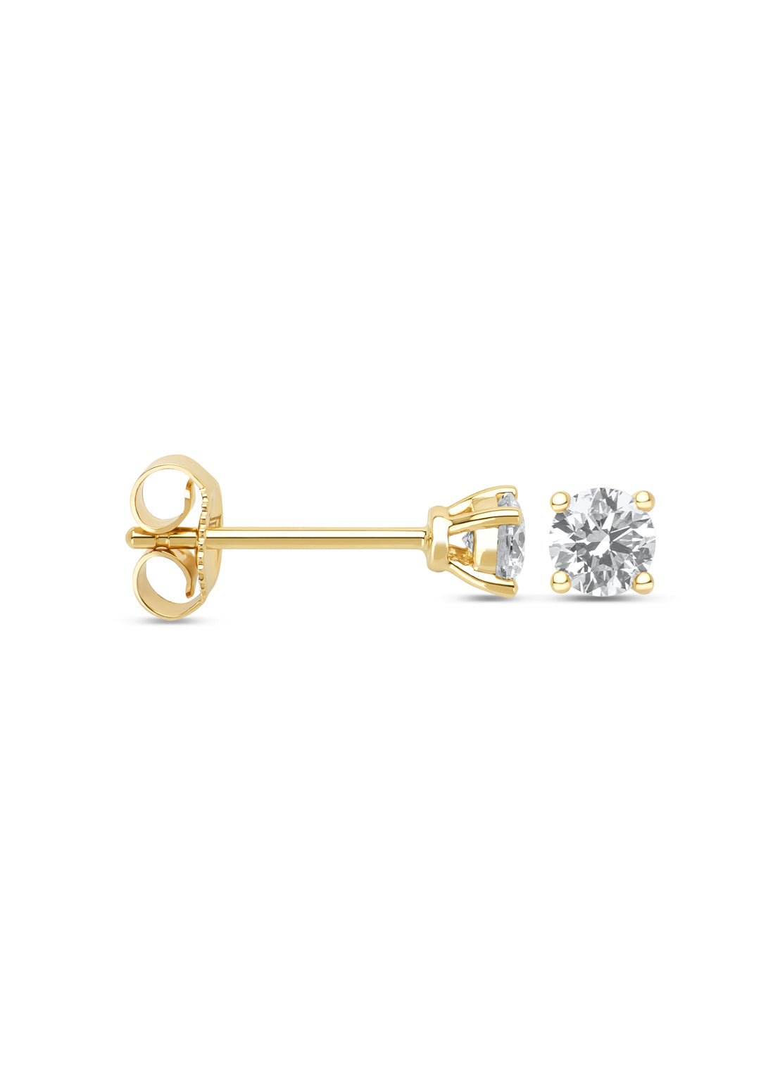 Yellow gold earrings, 0.46 ct diamond, Solitaire
