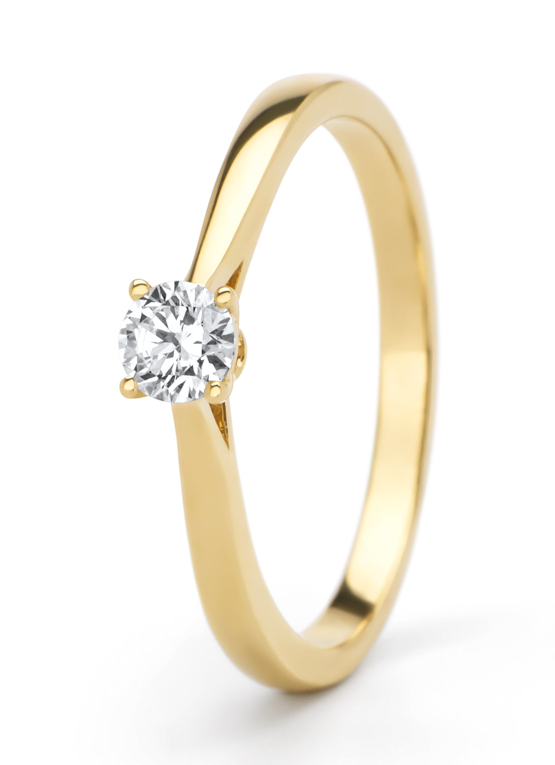 Geelgouden ring, 0.18 ct diamant, Solitair