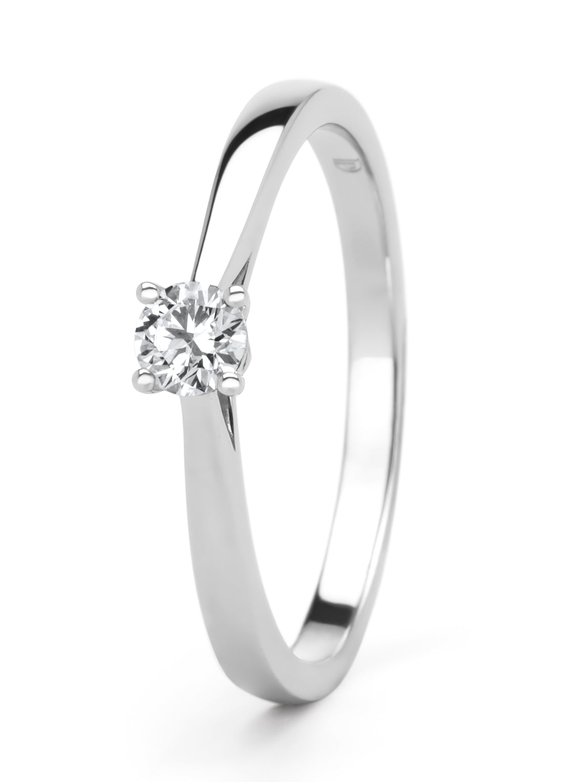 Witgouden ring, 0.18 ct diamant, Solitair