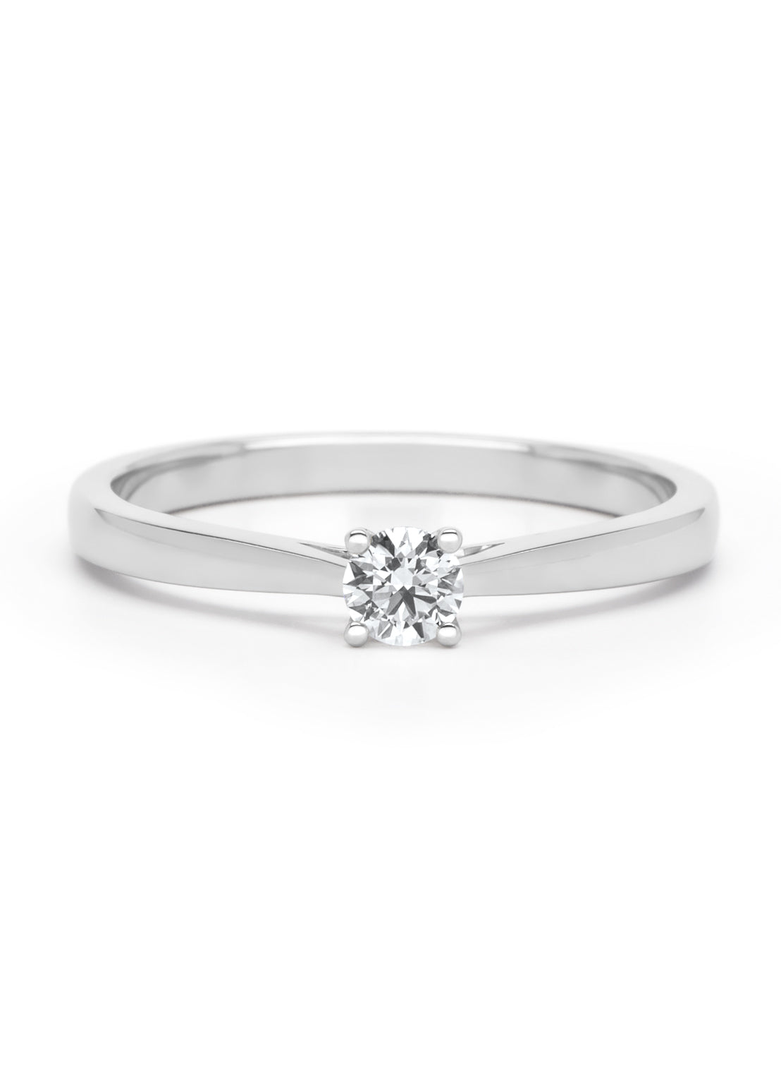 Witgouden ring, 0.18 ct diamant, Solitair