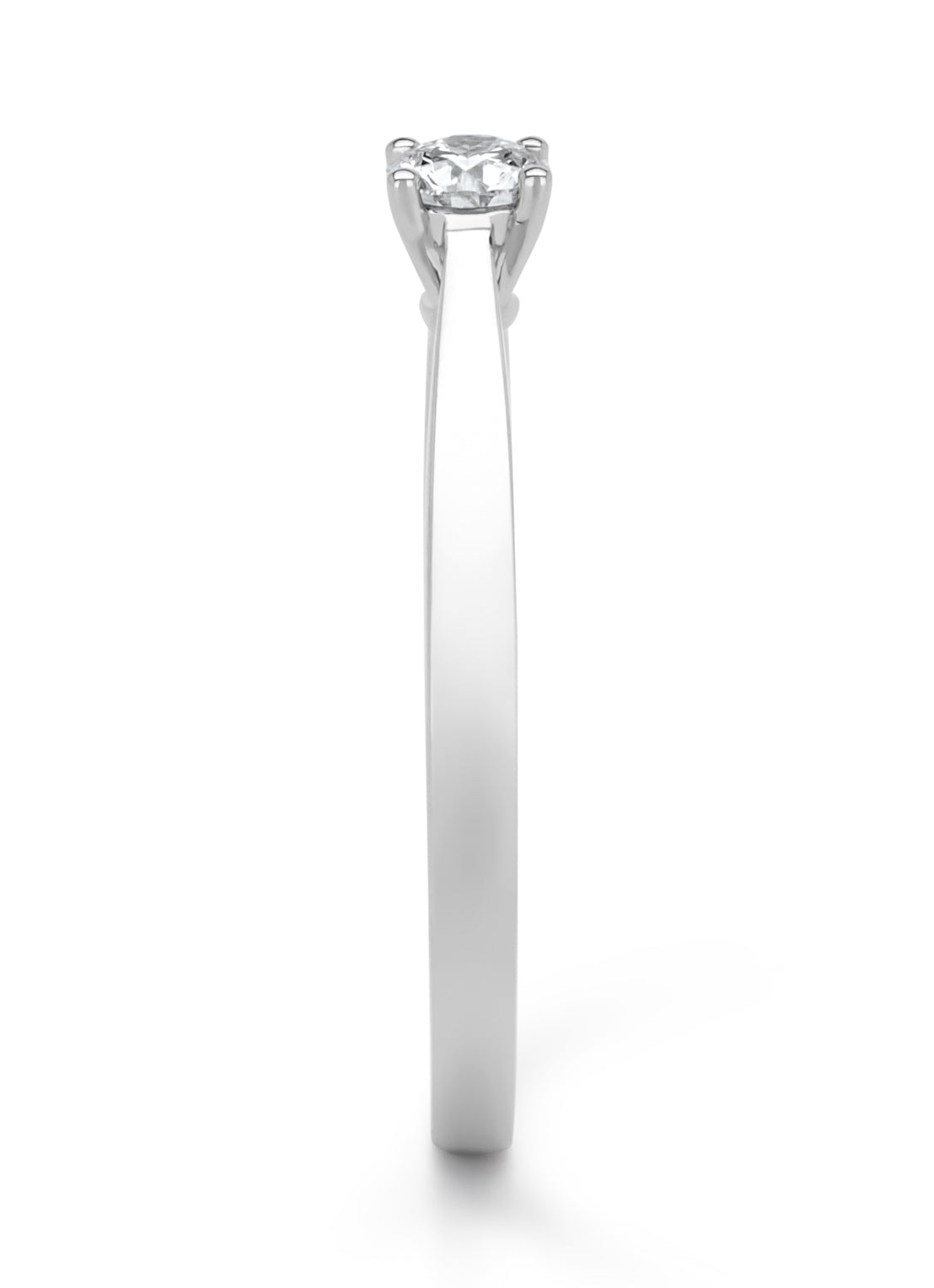 Witgouden ring, 0.18 ct diamant, Solitair