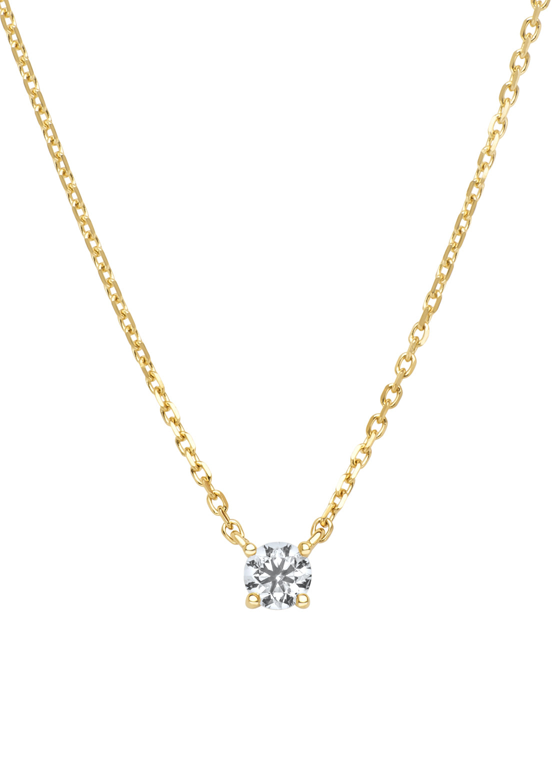 Geelgouden collier, 0.20 ct diamant, Solitair