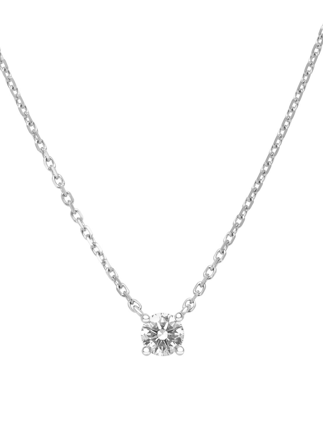 Witgouden collier, 0.20 ct diamant, Solitair