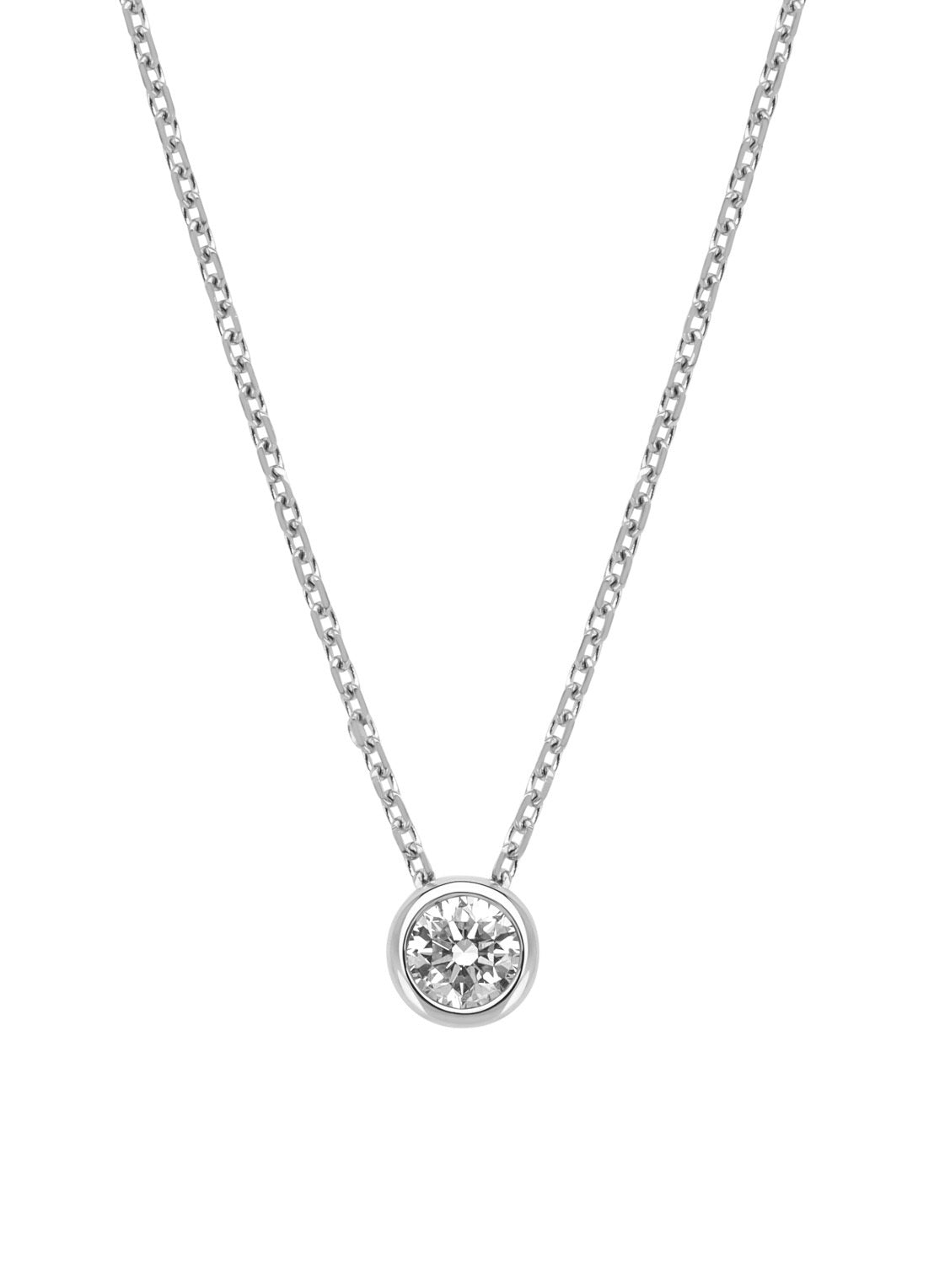 Witgouden collier, 0.23 ct diamant, Solitair