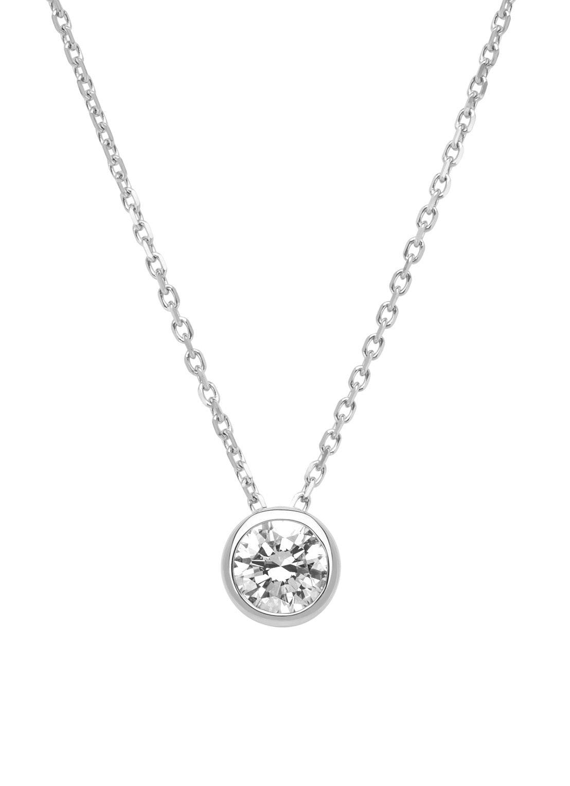Witgouden collier, 0.45 ct diamant, Solitair