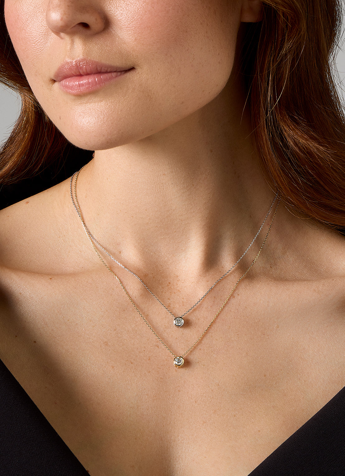 Witgouden collier, 0.45 ct diamant, Solitair