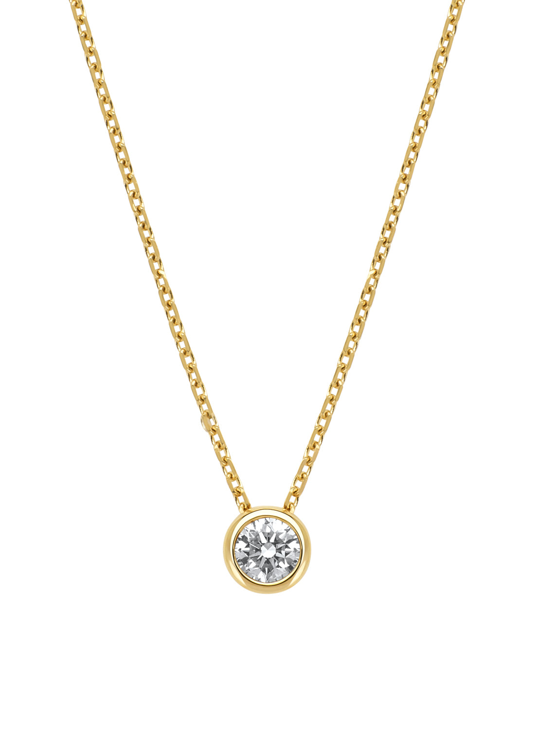 Yellow gold necklace, 0.20 ct diamond, Solitaire
