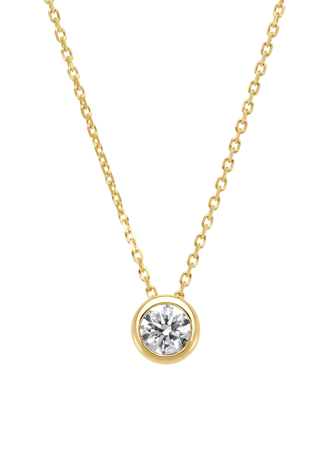 Yellow gold necklace, 0.47 ct diamond, Solitaire