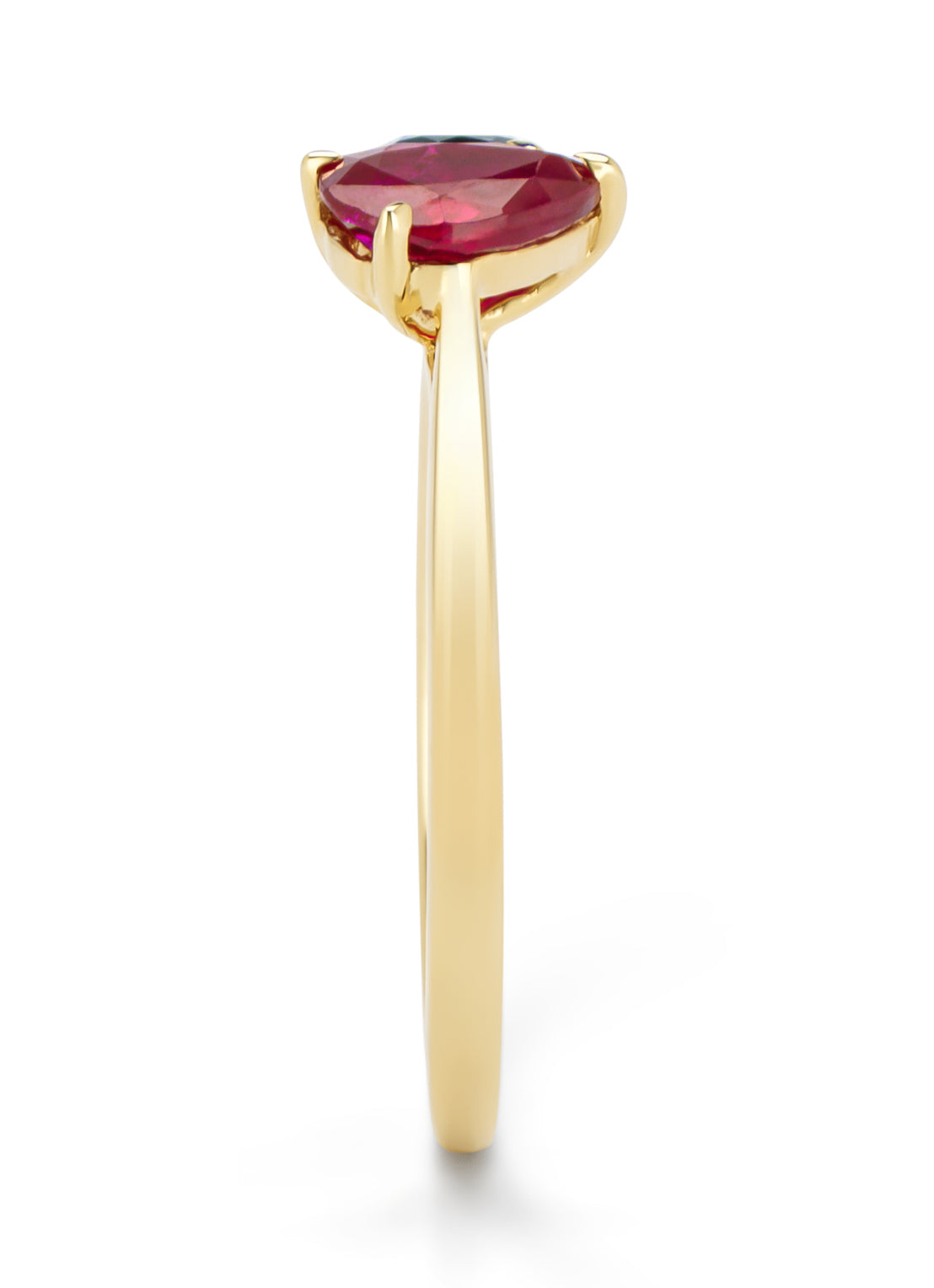 Geelgouden ring, 0.64 ct robijn, Toi et Moi