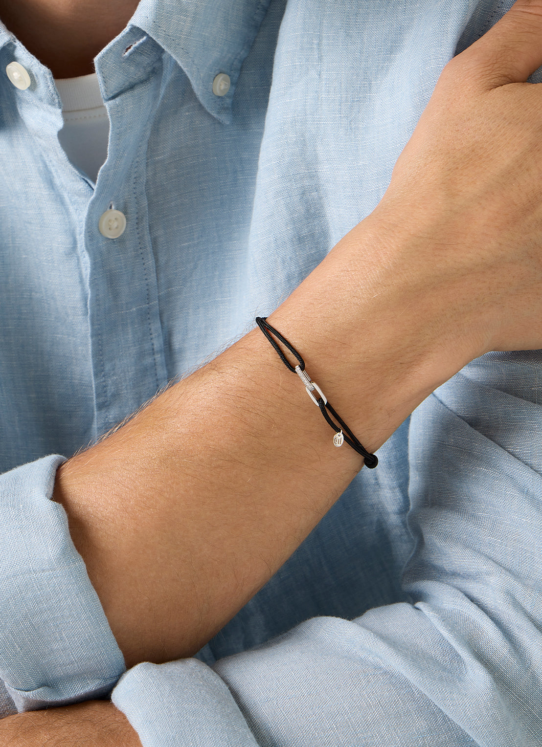Witgouden koord armband, 0.04 ct diamant, Timeless Treasures