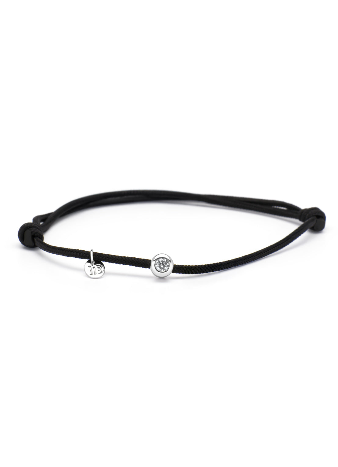Witgouden koord armband, 0.10ct diamant, Timeless Treasures